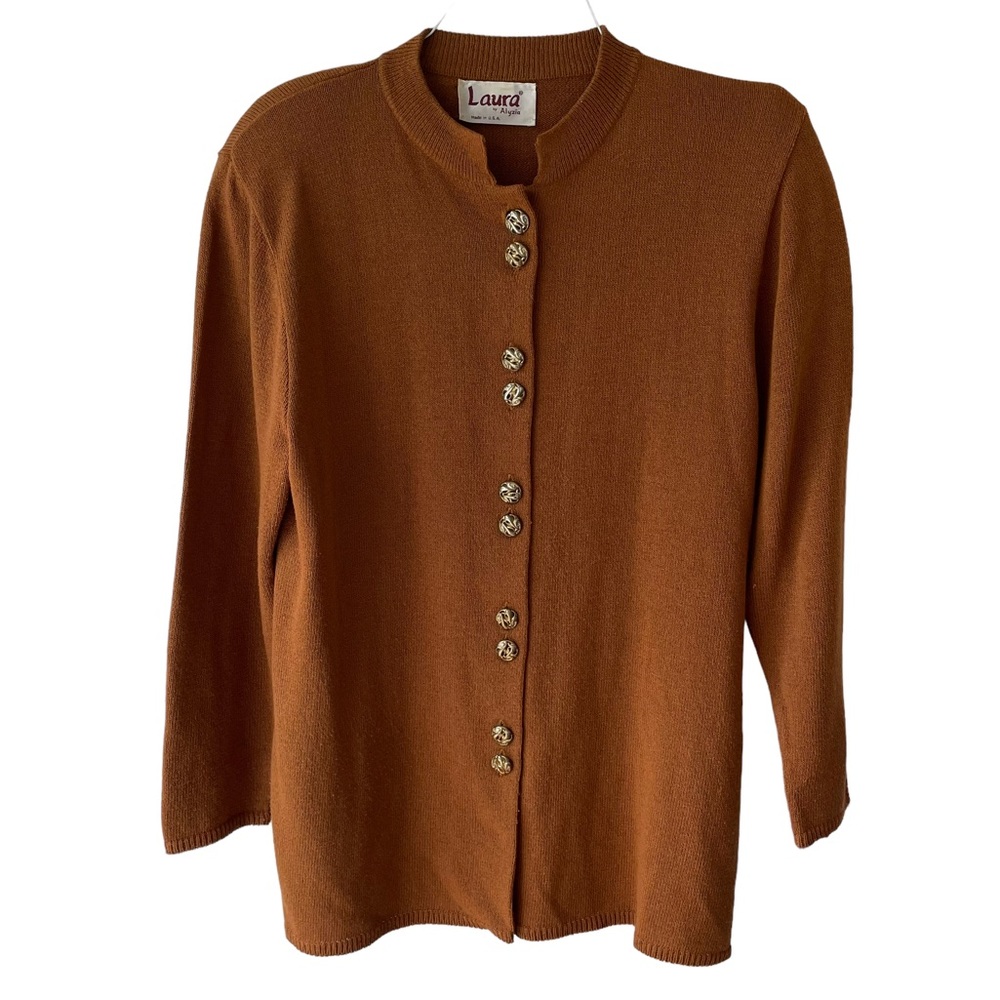 Laura by Alyzia Vintage Brown Knit Button Down Cardigan